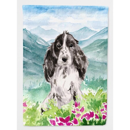 Carolines Treasures Mountian Flowers Black Parti Cocker Spaniel Flag Canvas House Size CK1982CHF